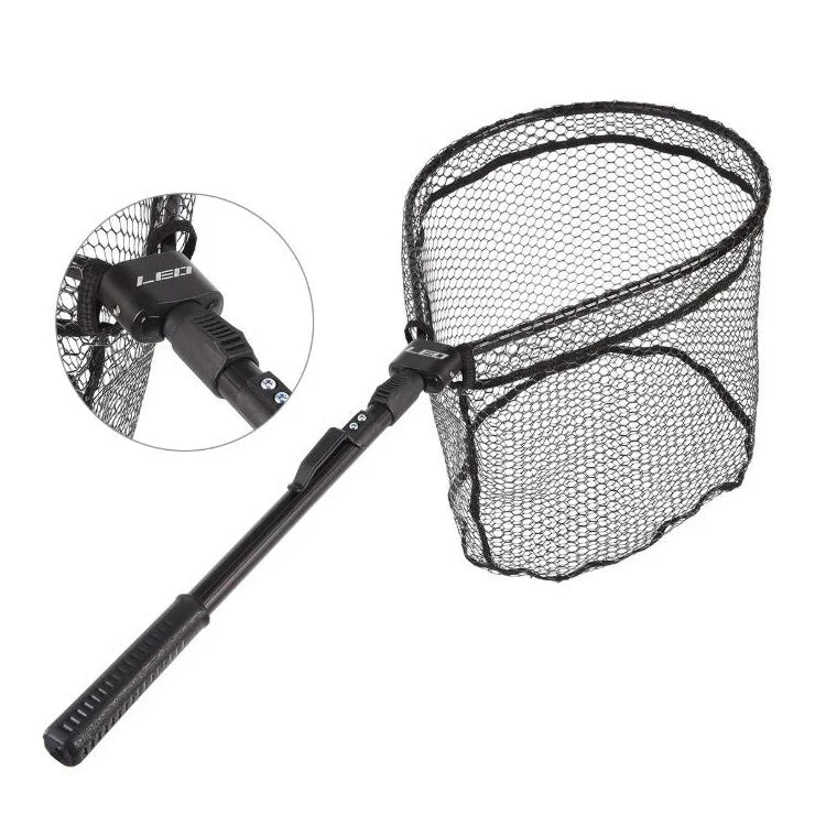 WEIHE 325g Aluminum Alloy Pole Retractable Rubber Fishing Net Telescoping Foldable Landing Rubber Net for Fly Fishing Network