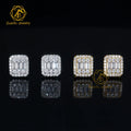Luster Fine Jewelry Good Quality 925 Sterling Silver 18k White Gold Plated Baguette Round Shape Moissanite Stud Earrings