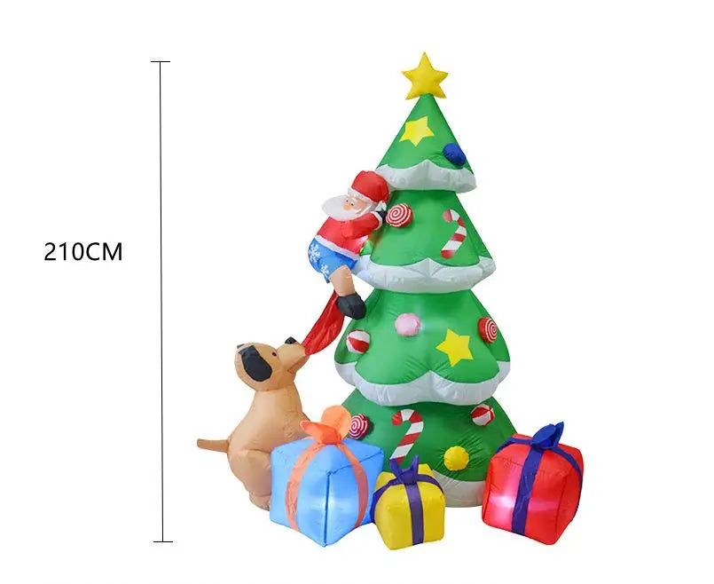 7 FT Outdoor Garden Dog Humorously Trying to Pull Pants off Santa Snow Globe Christmas Party Decoration Waterproof LED Lights
