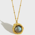 Wholesale Irregular Gemstone Jewelry Natural Stone Unique Necklace 925 Sterling Silver Labradorite Pendant Necklace for Women