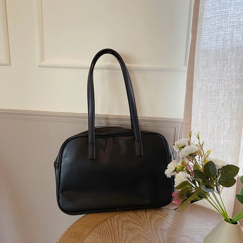 Soft PU Leather Women Shoulder Bag  Simple Large Capacity Ladies Handbags Fashion Solid Color Female Underarm Bags Travel Tote