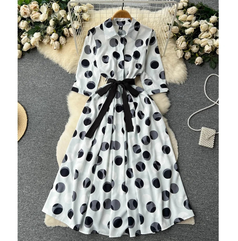 French Summer New Premium Sense Polo Collar Shirt Casual Dresses
