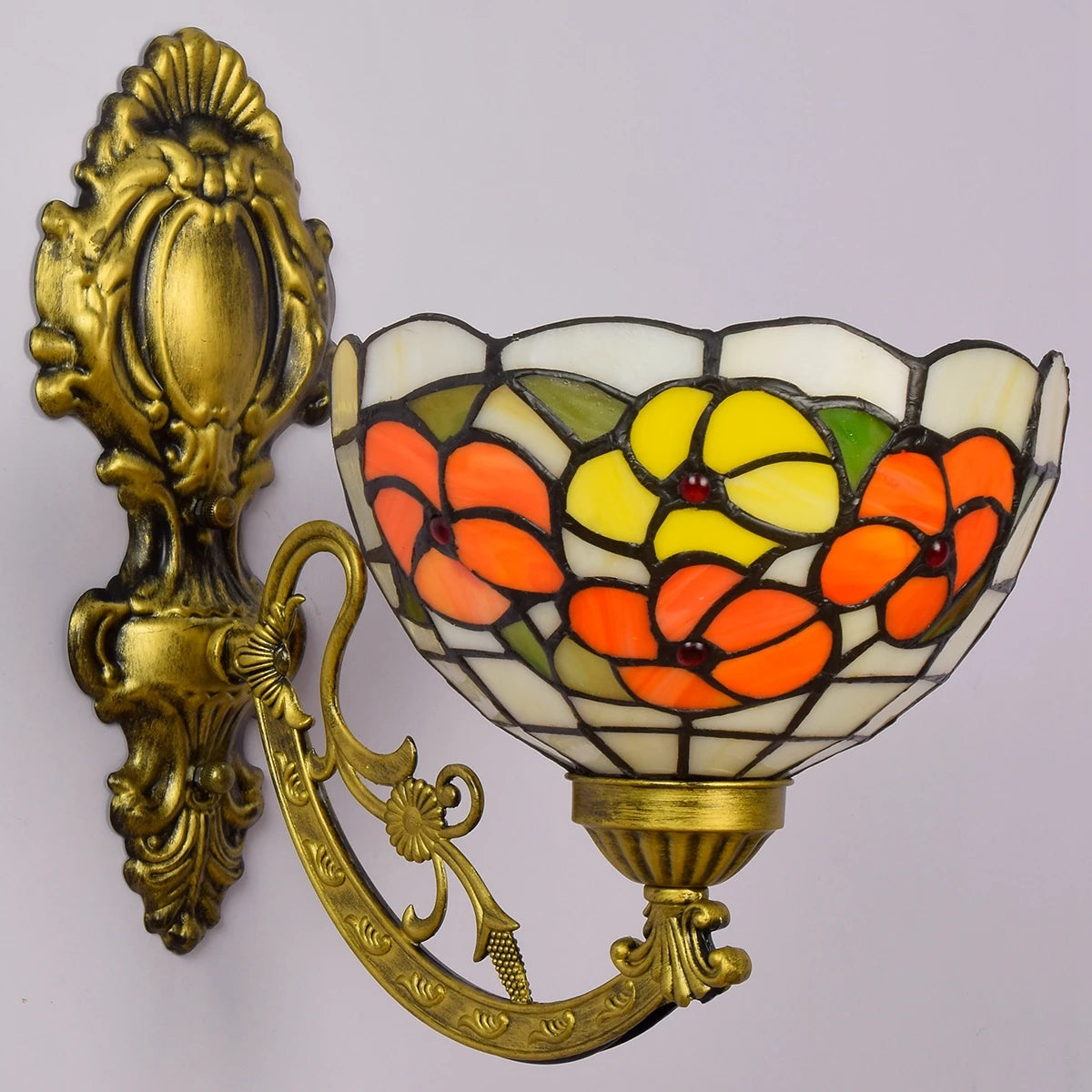 European Stained Glass Retro Mirror Head Lamp Garden Design  Bedside Wall Decor Light for Bedroom Hotel Corridor Wall Lamp