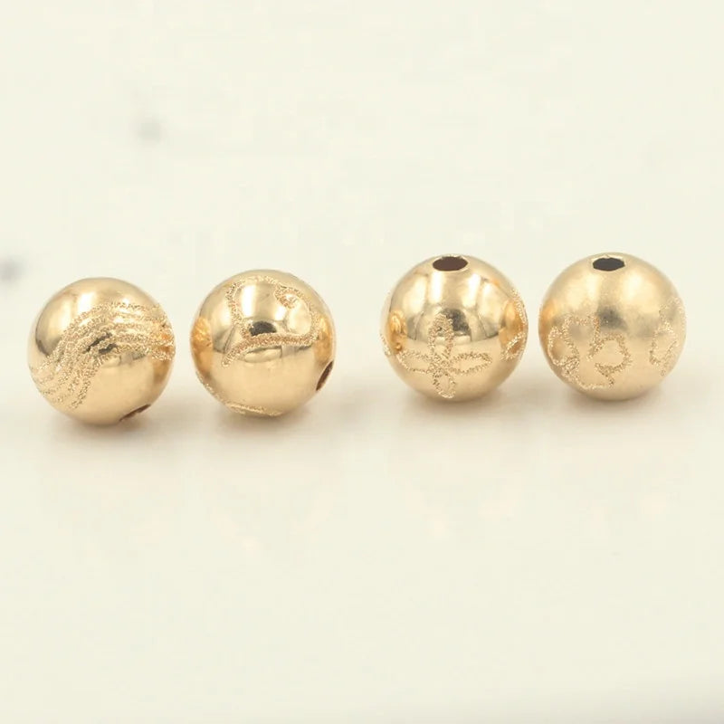 GP Lucky Patterned Engraved Spacer Beads 14k Gold Filled for Permanent Jewelry Chains Making Findings & Components
