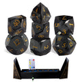 Factory Wholesale Dnd Dice Grey Black Glass Dice Set Custom Font and logo for Dungeons and Dragons RPG