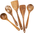 Home Kitchen Fork and Natural Teak Wood Spatula Utensil Scrapers for Cooking and Draining Spoon Tool
