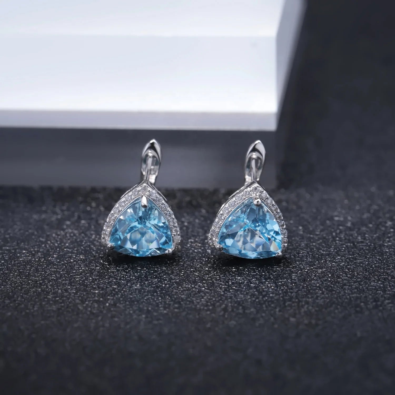 Abiding High-end 925 Sterling Silver Natural Sky Blue Topaz Jewelry Minimalist Earrings for Women