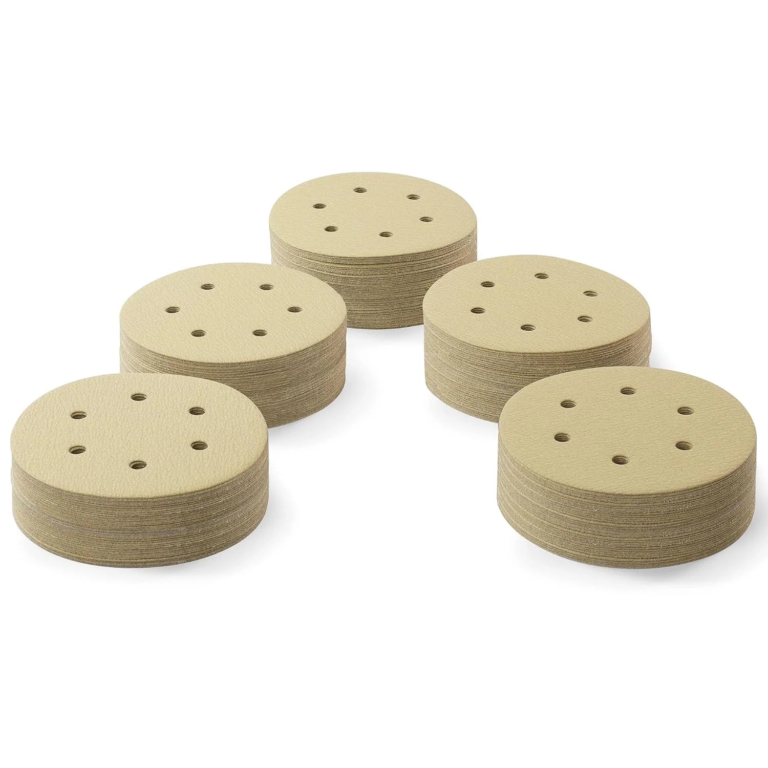 1000pcs/carton 6 Inch 6 Hole Hook and Loop Sanding Discs 120/150 Grit Aluminum Oxide Sanding Disc for Orbital Sanders