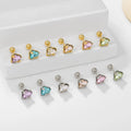 Dainty Heart Shape Stud Earrings Vibrant 3A Zircon Titanium Hypoallergenic Bridal Jewelry Set for Wedding