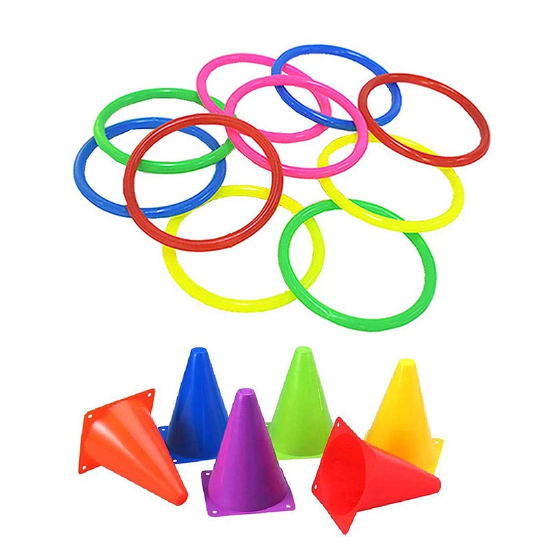 Hot Sale Durable Multicolor 3-in-1 PE/PP Agility Cones Set Outdoor Carnival Bean Bag Ring Folding Game for Kids