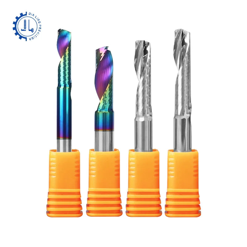 1/8 Single O Flute Bits Aluminum Milling Cutter CNC Carbide Endmill Bits DLC Coating Single Flute End Mill for Cutting Aluminum