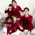 Autumn  Korea Luxury Woman Family Matching Velvet Turn Down Collar Sleepwear Family Pajamas Drop Shipping