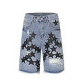 Custom Men Streetwear Oem Ripped Distressed Embroidery Denim Jeans Cotton Shorts for Mens Summer Denim Shorts Man