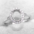 Sterling Silver 6*8/7*9/8*10/9*11/10*12mm Semi Mount Ring Empty Frame Blank Setting S925 Base Without Center Stone DIY for Inlay