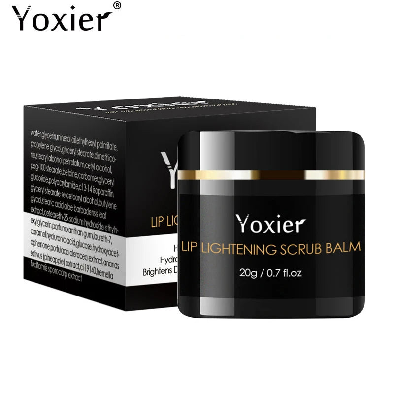Lip Lightening Scrub Balm Remove Dull Lips Moisturizing Anti-Aging Anti-Cracking Hyaluronic Acid Brighten Black Lips 20G