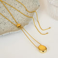Unique Design Pull Adjustable Sweater Chain 18k Gold Plated Brass Round Button Charm Necklace for Women Daily Wear