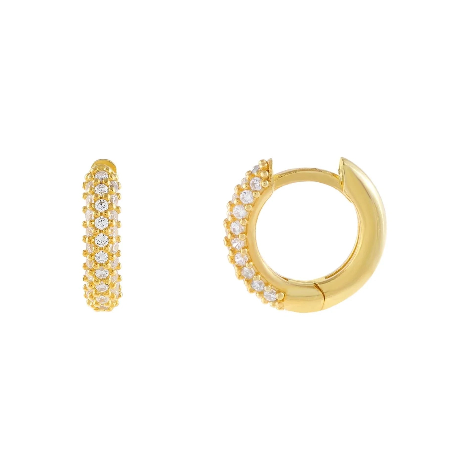 LOZRUNVE Silver 925 Sterling Elegant Jewelry Diamond CZ Gold Plated Small Huggie Hoop Earring