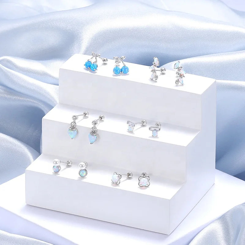 Gaby New 925 Sterling Silver Cartilage Earrings Cherry Heart Helix Design Elegant Fine Jewelry for Weddings and Engagements