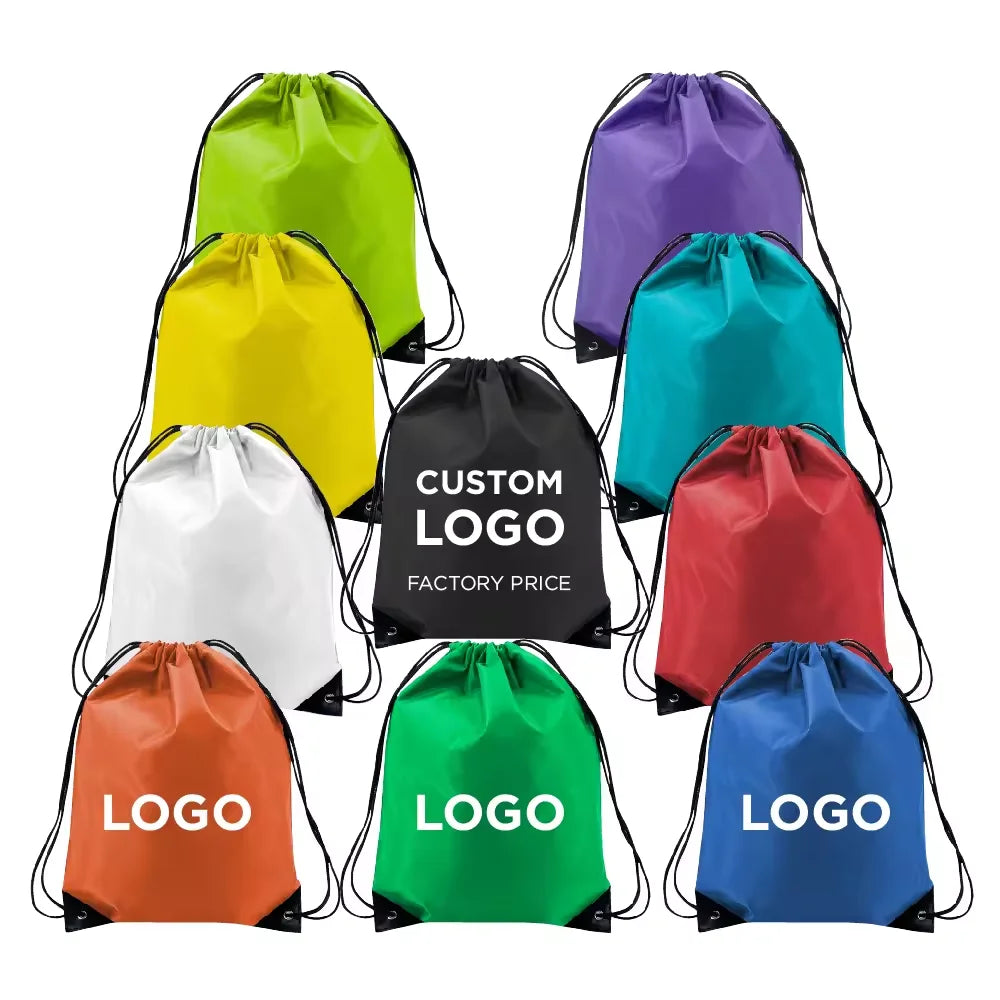 Custom Drawstring Bag  Bag Custom logo Backpack with logo Bulk-Eco-Friendly Polyester for Gift DIY Party Gym Trip