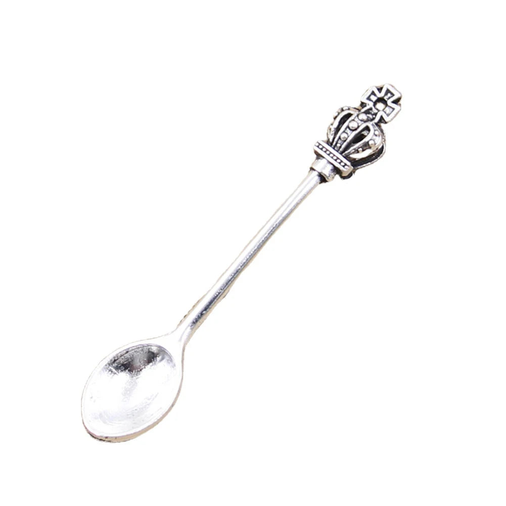 Charms Kitchen Spoon Crown 57x9mm Tibetan Silver Color Pendants Antique Jewelry Making DIY Handmade Craft