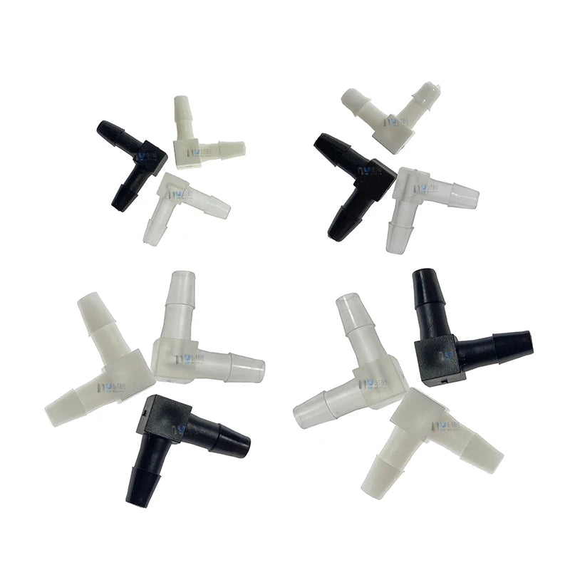 New White L Shape 2 Way PP Material Ink Tube Connector for Inkjet Printer Fits 3*2/4*2.5/6*4mm