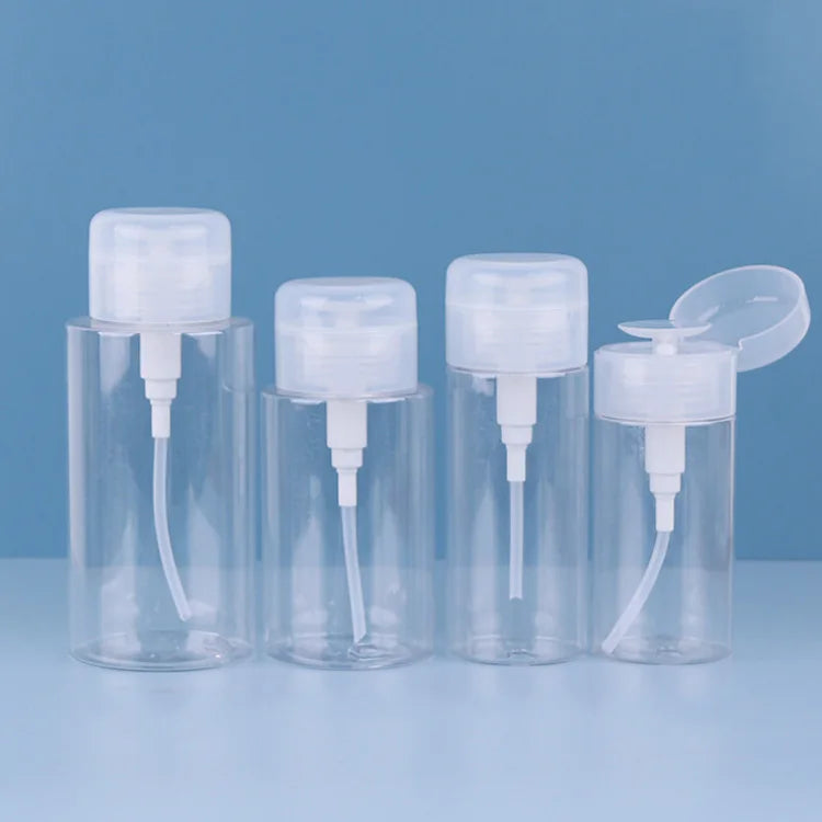 Empty 120ml 150ml PET Facial Toner Press Push Down Dispenser Nail Polish Remover Bottle with Pump Make up Remover Bottle