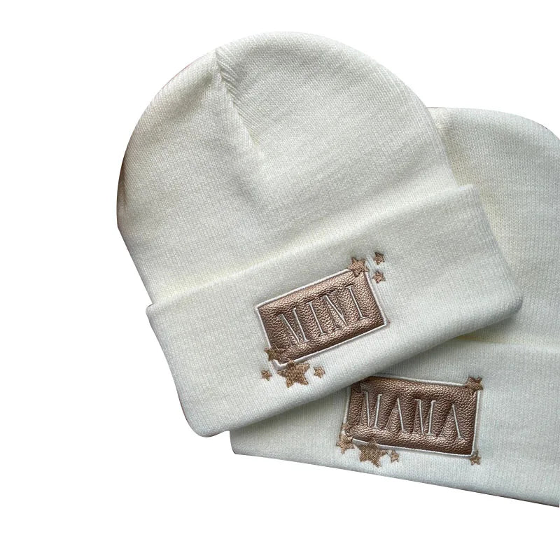 MAMA & MINI Beanie Set Acrylic Soft Warm Winter Knitted Hats Ski Cap