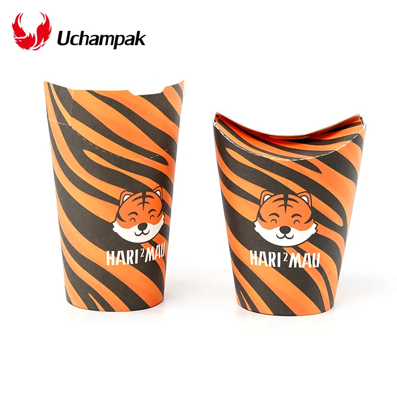 Kraft Sealed Fries Cup Container Egg Puffs Cup Take Out Boxes for French Fries Popcorn Chicken