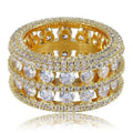 Jasen Wholesale 925 Sterling Silver Mens Ring Round Cut Halo Eternity Band with Diamond Gold Hip Hop Jewelry