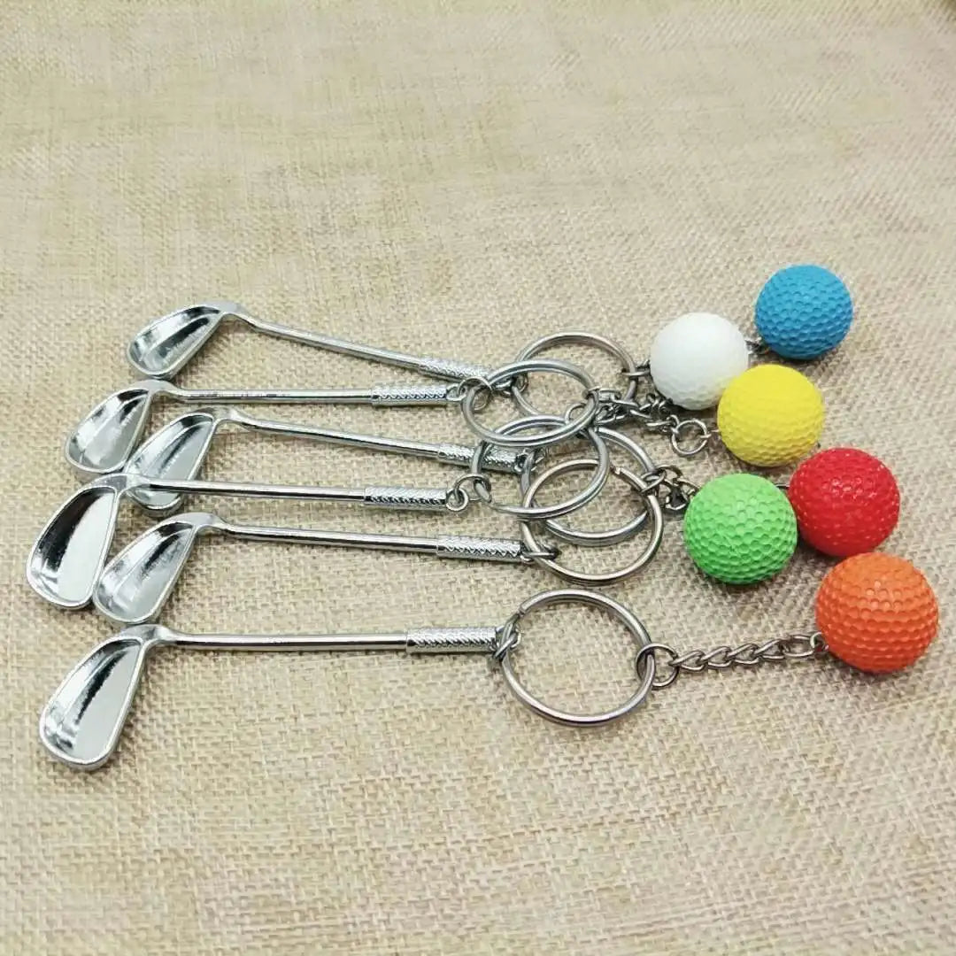 New Hot Novelty Zinc Alloy Golf Keychains Golf Keychain Clubs Ring Key Fob Metal Ball Keyrings Sports Key Chain for Promotion