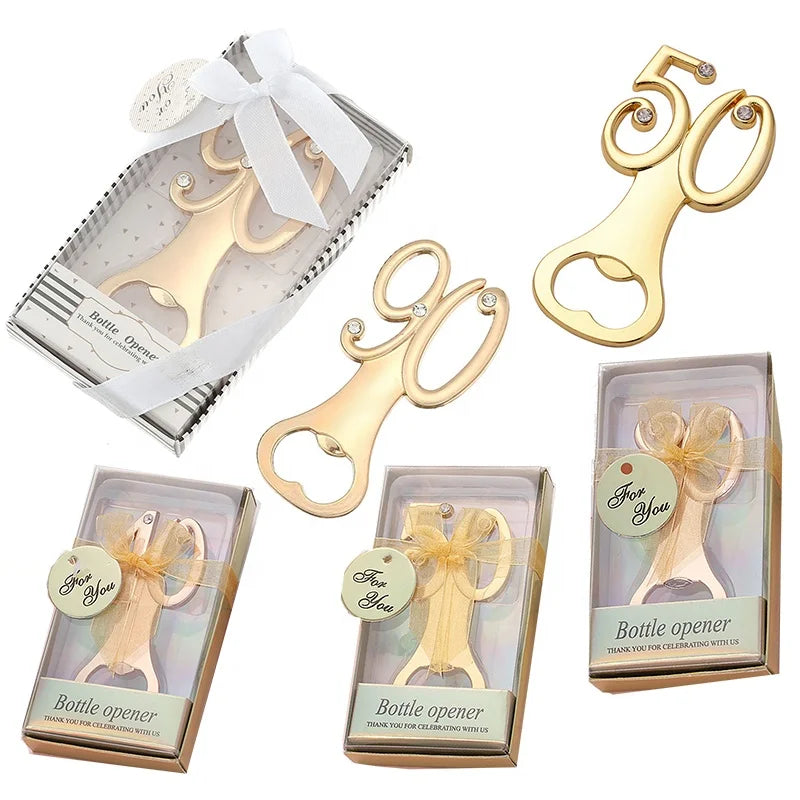 30 40 50 60 70 80 90 Anniversary Wedding Birthday Metal Bottle Opener Souvenirs Gifts for Guests and Friends