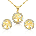 Wholesale Custom Vintage Bridal Tree of Life Gold Plated Zircon Jewelry Set for Women-Wedding Engagement Gift