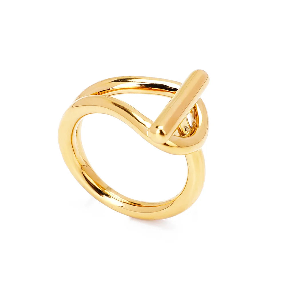 Simple Line Gold Color Wedding Engagement Rings Sets With Crystal Inlay Fashion Jewelry Gift Featuring Rope Buckle Rings Women