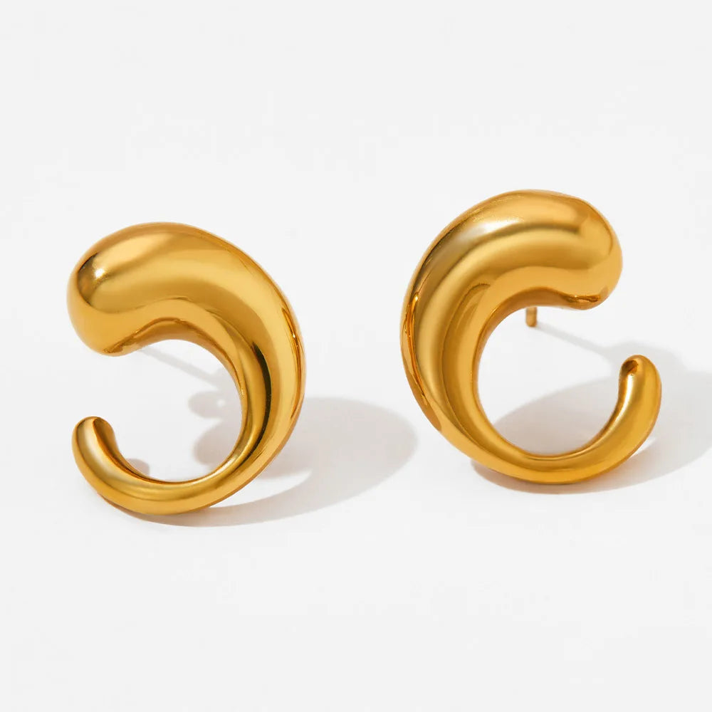 2024 New Trend Jewelry Stainless Steel Geometric Unusual Stud Earrings Irregular Smooth Delicate Spiral Hoop Earrings for Women