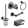 Modern Premium Gun Grey Brass Toilet Paper Holder with Towel Ring and Toilet Brush Newest Bathroom Accessory