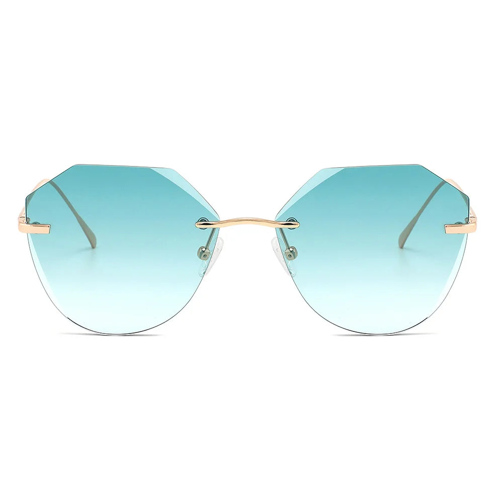 VIFF GLT9008 Wholesale Ladies Nylon Polarized Lens Sun Glasses Stainless Steel Rimless Cut Edge Fashion Women Sunglasses