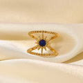 Ins 18k Gold Plated Enamel Star Rhinestone Ring Simple Jewelry Black Finger Open Rings for Women