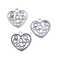 Charms Hollow Heart 19x19mm Handmade Making FitVintage Tibetan Silver Color PendantsDIY for Bracelet Necklace