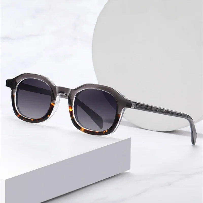 High Grade Handmade Vintage Contract Color Leopard Metalcore Acetate Sunglasses Tr90 Small Frame Oval Tac Polarized Sunglasses