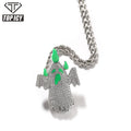 Top Icy Iced Luminous Enamel Glow Ghost AAA CZ Pendant Necklace Brass 18K Gold Plated Rope Chain Cute Dropshipping