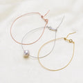 B083 8-9mm 925sterling Silver Gold Plated Wholesale Freshwater Pearl Charm Bracelet Bangle Fancy Jewelry Resizable for Women