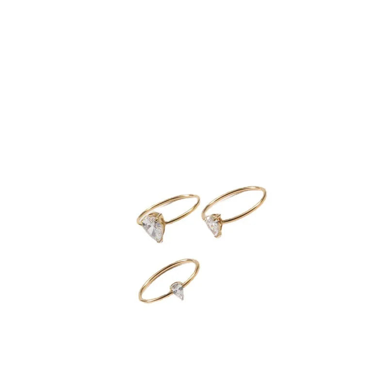 Simple Fashion Jewelry 18k Gold Plated Waterdrop Diamond Finger Ring