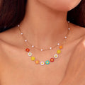 Bohemian Style Multi Layer Rainbow Enamel Daisy Flower Necklace Set for Women Girls