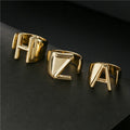 Gold Plated Brass Cz Ins Style Beautiful Ladies Adjustable Initial Letter Rings