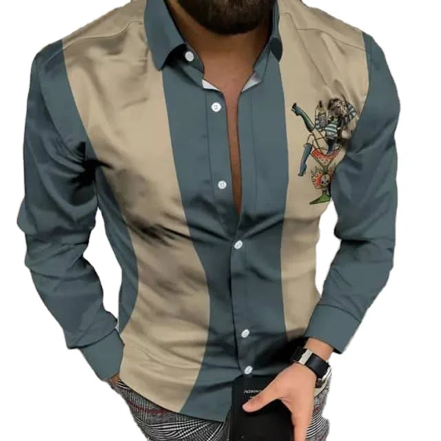 Men's High Quality Custom Quick Dry Eco-Friendly Breathable Casual Spring Work Shirt with Digital Print and Anti-Shrink Features