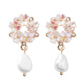 Women Jewelry Long Dangling Pearl Fashion Flower Earring Crystal Stone Trend Earrings 2021