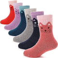 Warm Thick Thermal Crew Socks Heavy Gift Cute Animals Socks Kids Cozy Fuzzy Wool Hiking Cat Sock for Toddlers Boys Girls