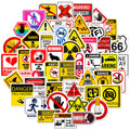 Newly 50PCS Full Series Safety Vigilance Security Notice Warning Sign Sticker