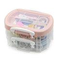 30-Piece Portable Mini Sewing Kit Household Handmade Needlework Large Three-Layer Cotton Metal Box Set for Travel for Hotels MegaBDM
