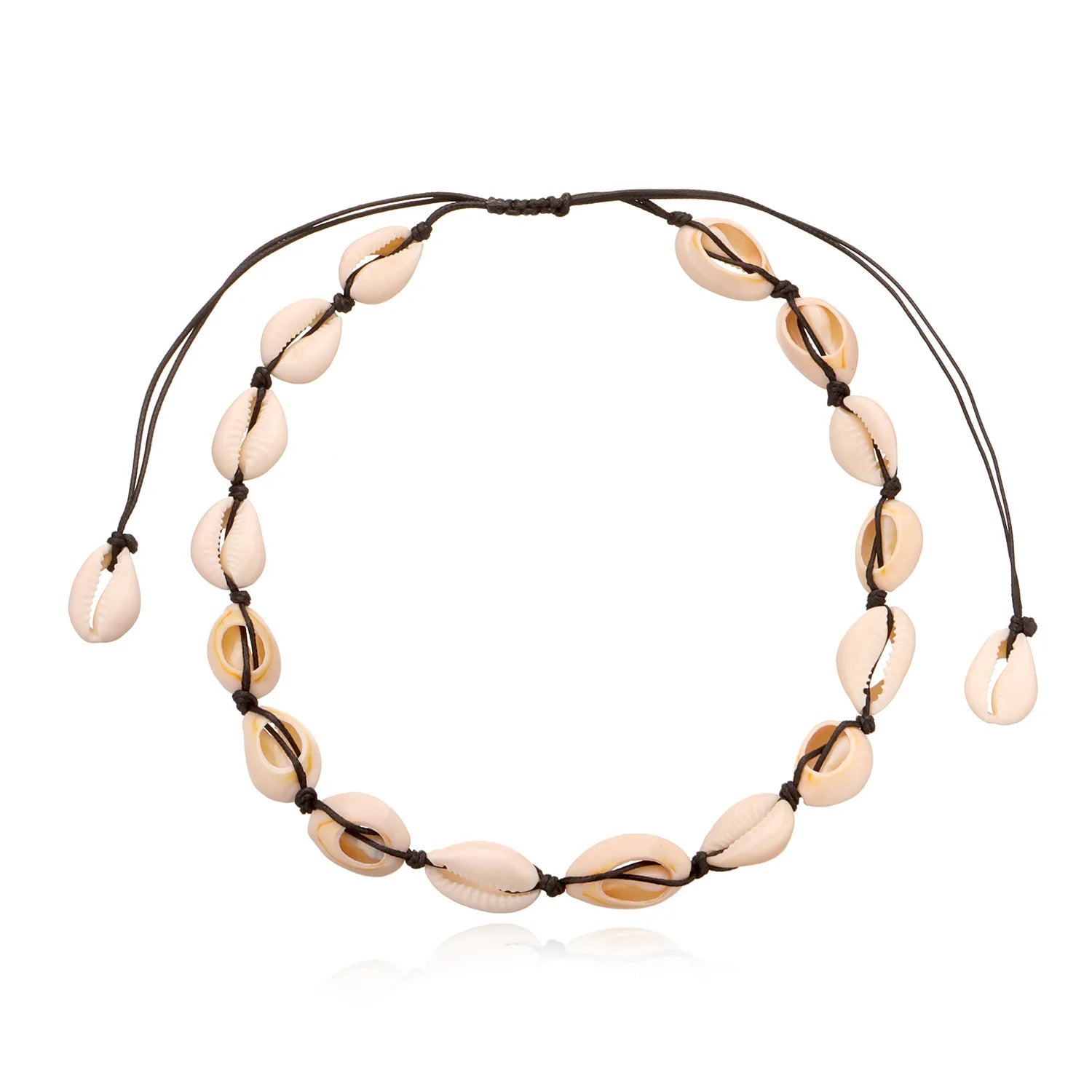 Fashion Multi Seashell Conch Cameo Shell Bracelet Necklace Set Long Rope Chain Beach Sea Shell Choker Necklace for Girls Gift